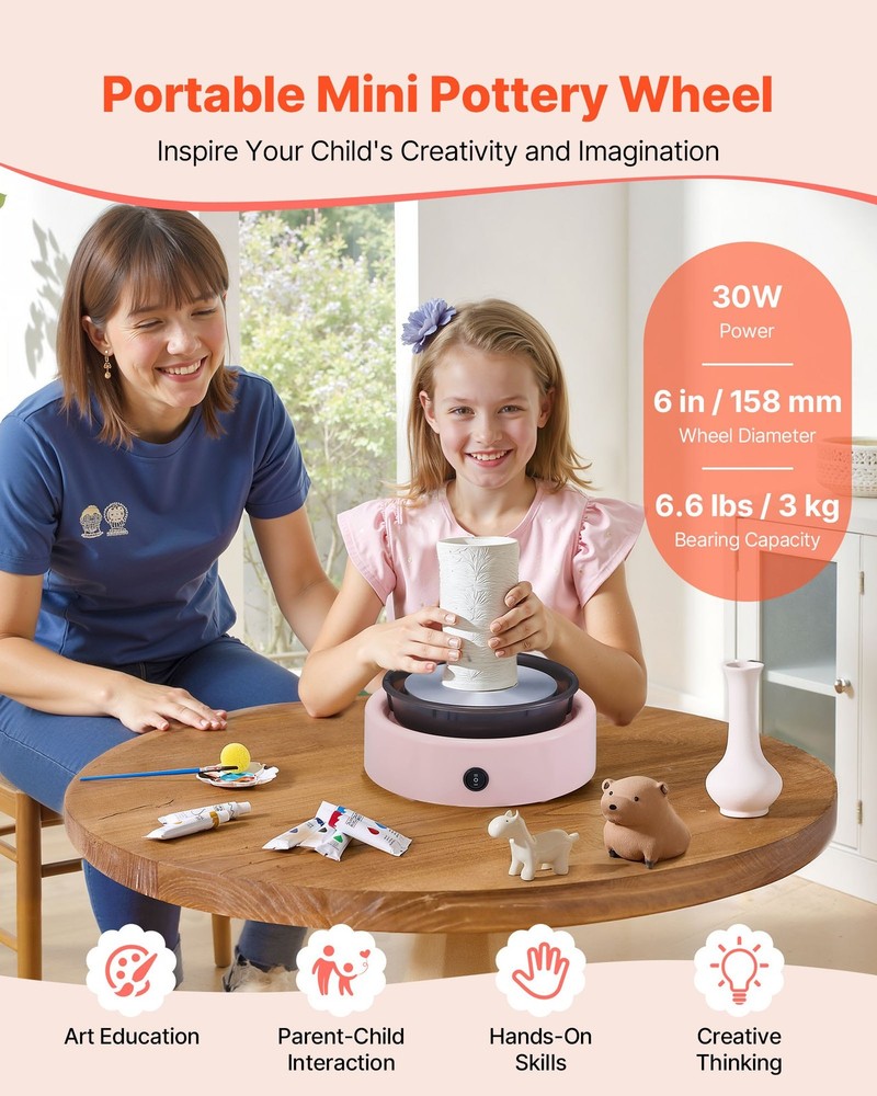 HOT/ Mini Pottery Wheel,6 inch Turntable,Forward and Reverse Rotation,Adjustabl