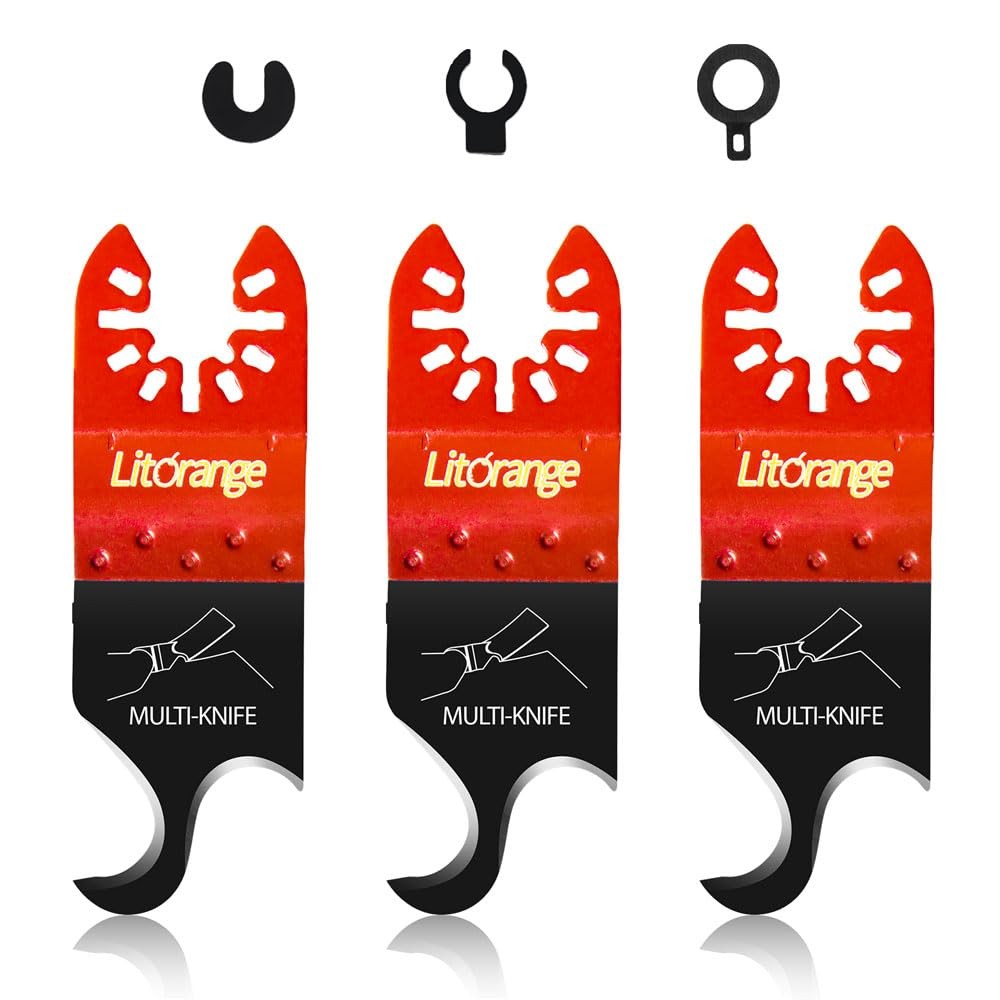 Litorange Extended Hook Blade for Oscillating Tool, 3 Pack red