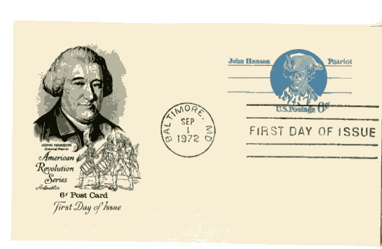 UX64 John Hanson Postal Card Artmaster, FDC
