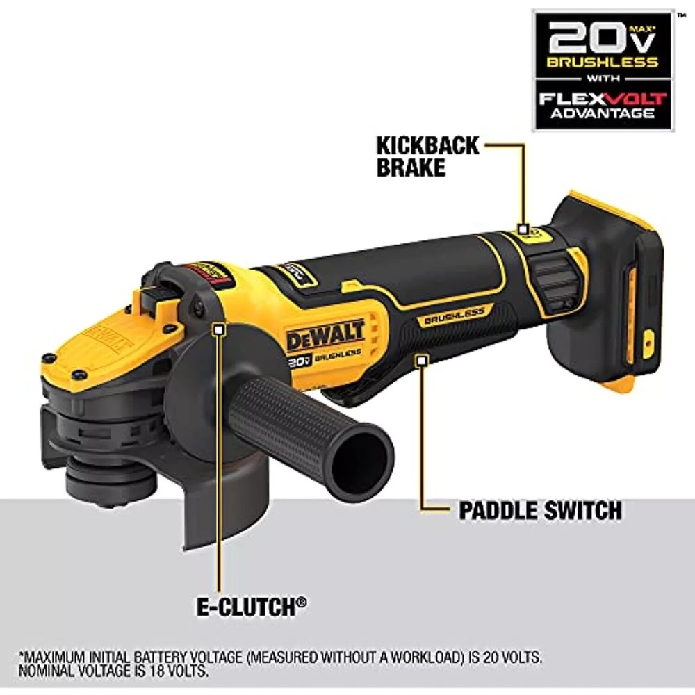 DEWALT FLEXVOLT ADVANTAGE 20V MAX* Angle Grinder, 4.5" - 5", Tool Only (DCG416B)