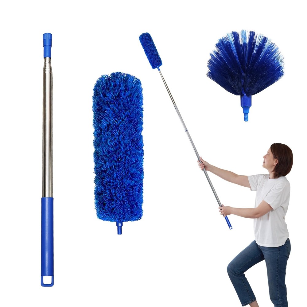 Cobweb Dusters with Extension Pole 100-inch, Spider Web Brush & Ceiling Clean...
