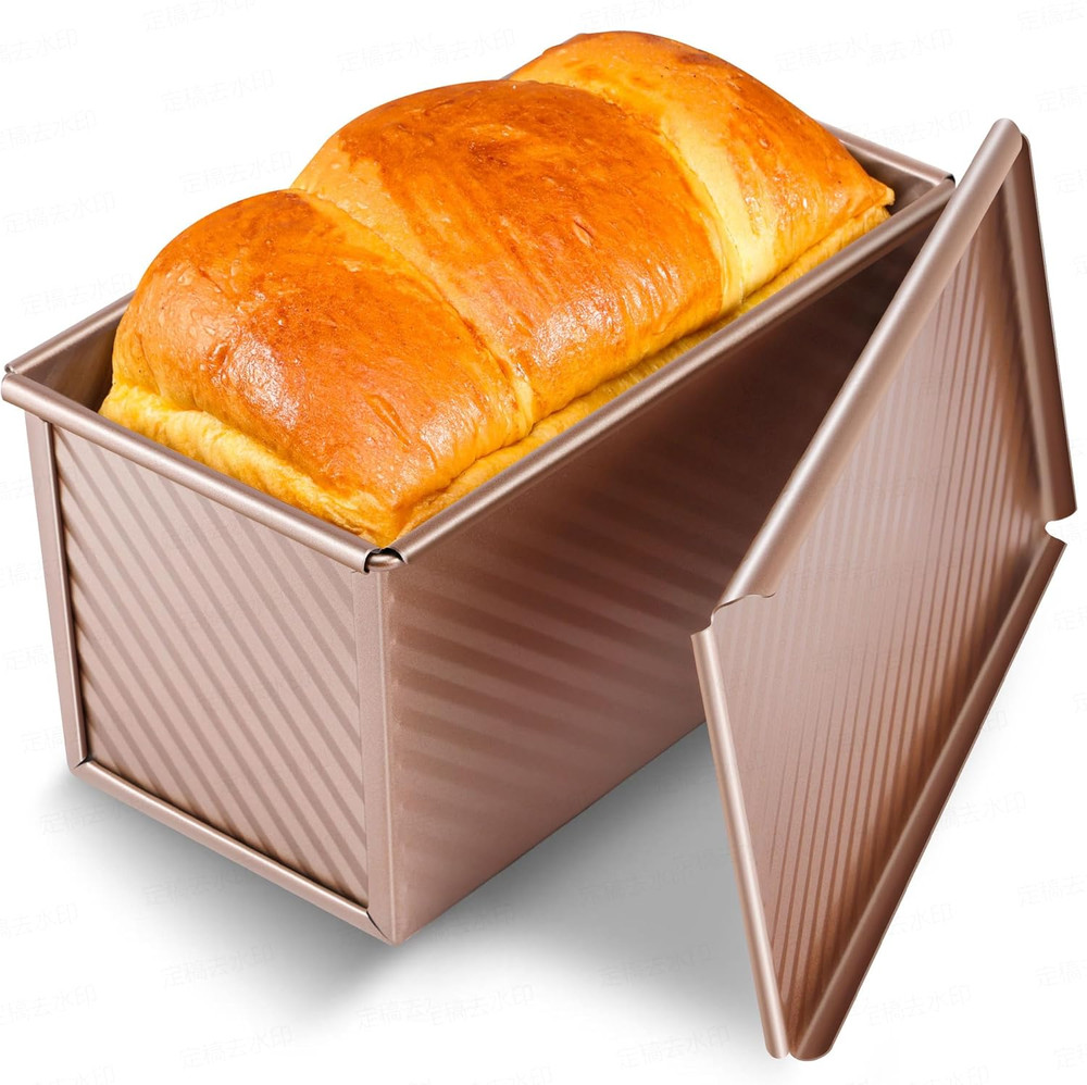 Pullman Loaf Pan with Lid, Premium 1 Lb Dough Sandwich Nonstick Bread Pan with L