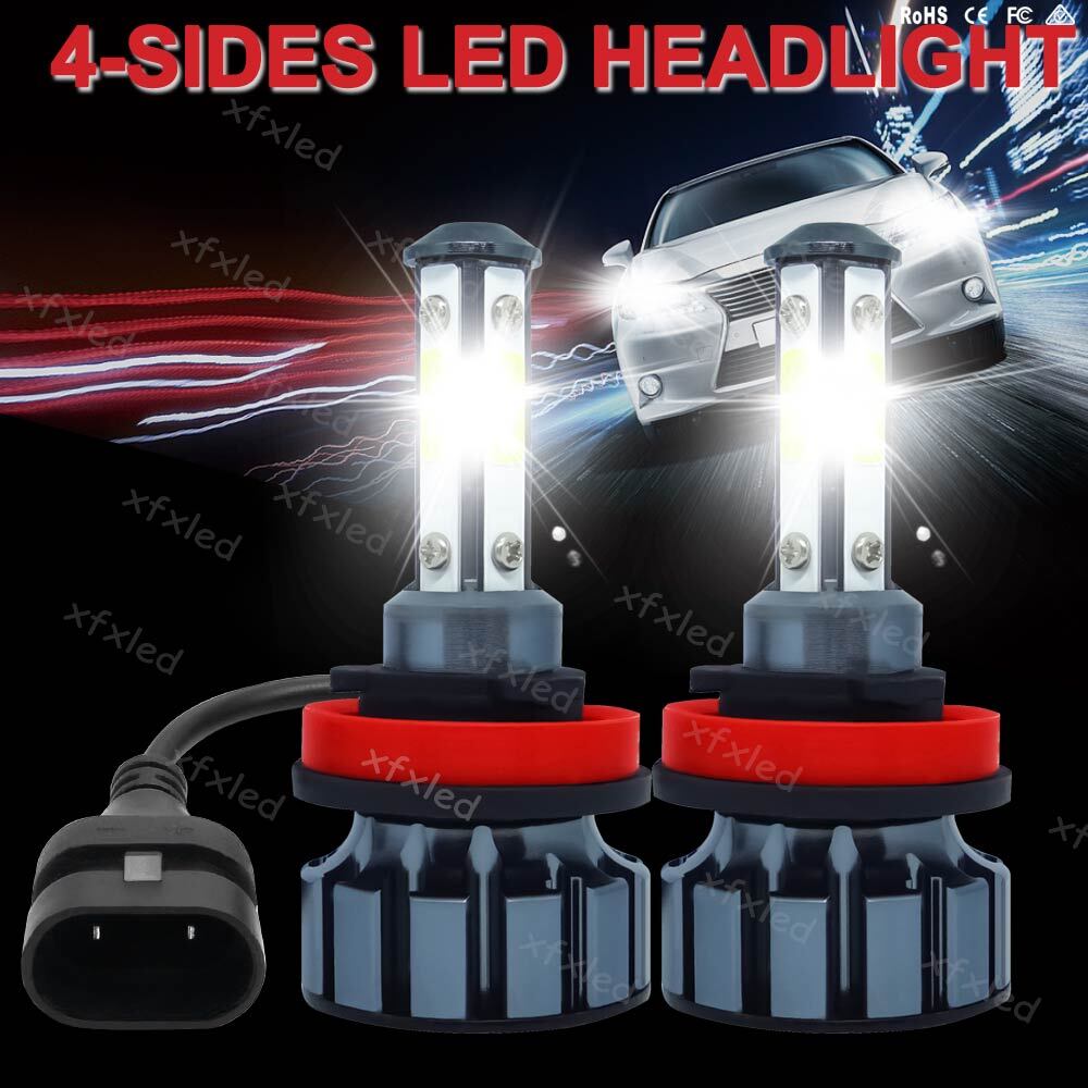 4-Sides H11 LED Headlight Kit Low Beam Bulb Super Bright 6500K White 1000000LM