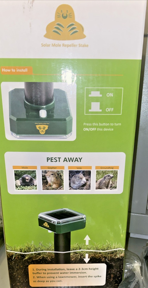 Mole Groundhog Repellent Stakes- 4 Pack -SOLAR POWERED