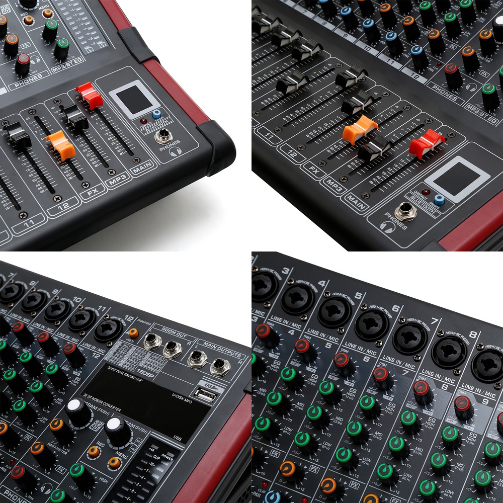 12 Channel Powered Bluetooth Audio Studio Mixer Digital Mixer Mixing Amplifier