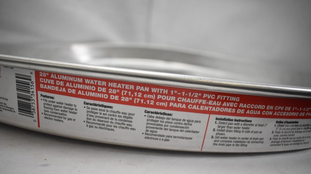 Oatey 34156 28" Aluminum Water Heater Pan with 1" - 1-1/2" PVC Fitting Lot of 6