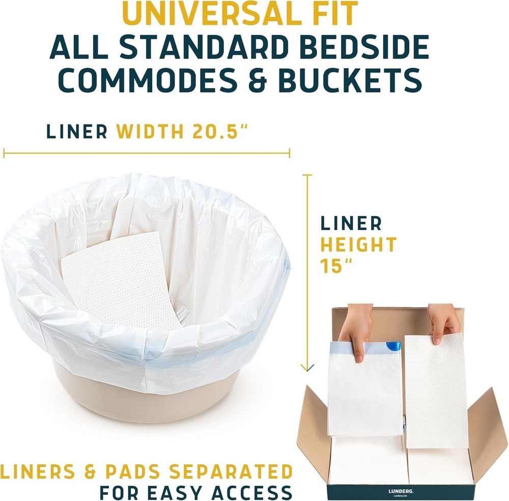 Commode Liners with Absorbent Pads 150 Count Lemon Scent Disposable Fit