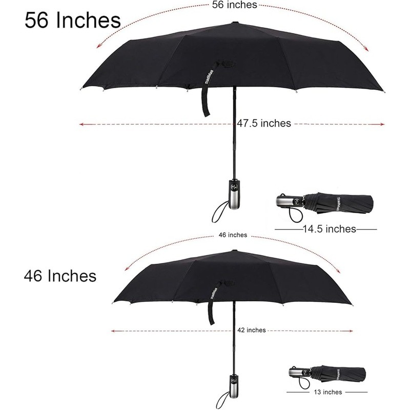 Windproof Automatic Compact Travel Umbrella Large Canopy Ergonomic Handle New