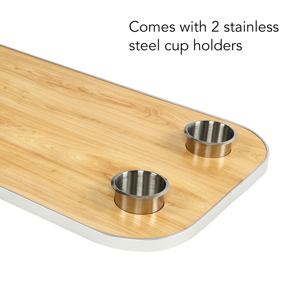 Boat Table Top With 2 Cup Holders Solid Wood Removable Desktop Panel For Caravan