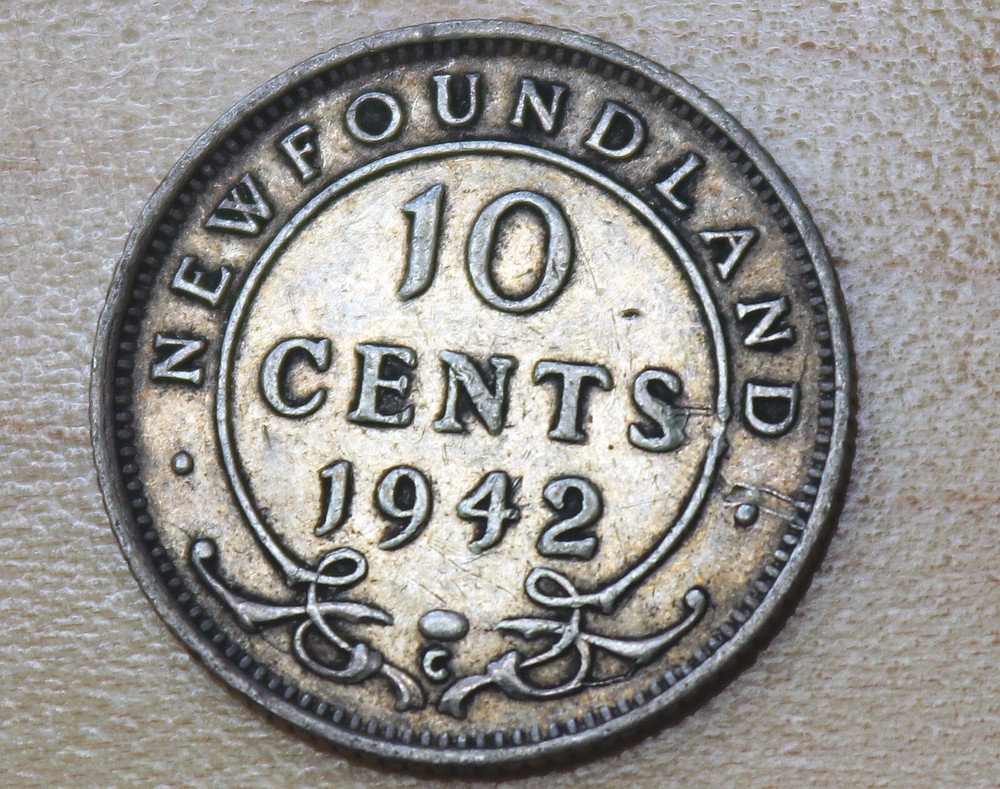 1942 Newfoundland 10 Cents Silver Mint Error