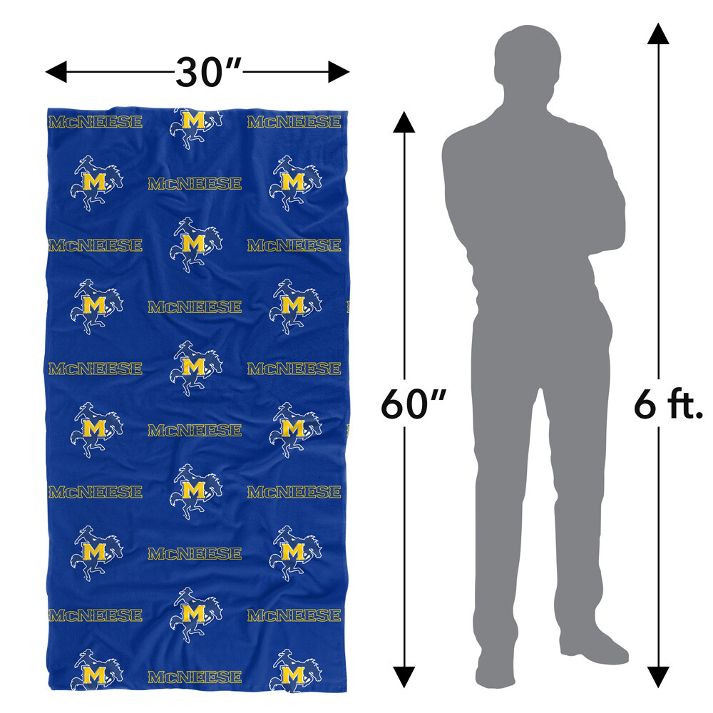 Mcneese State University Beach Towel/Bath Towel, 30"x60" Logo Pattern