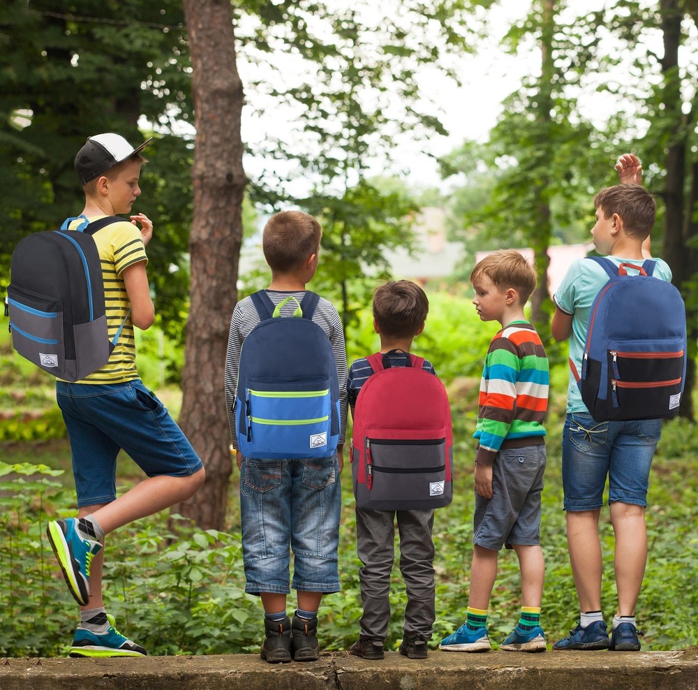 Trail maker Multi Pocket Multicolor Backpack with Adjustable Padded Straps Navy