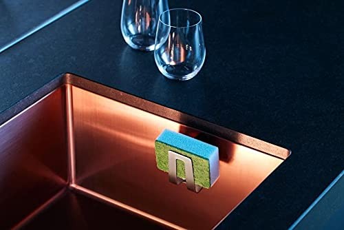 Happy Sinks Sponge Holder for Sink, Polyurethane PU, Metallic Silver, PequeÃ±o