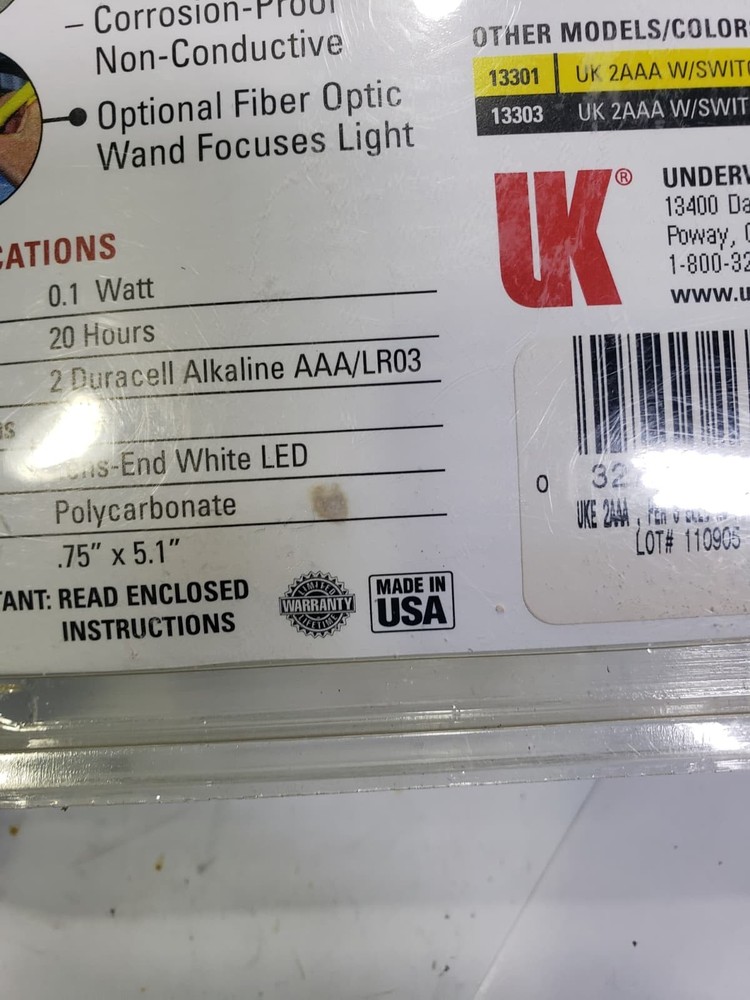Underwater Kinetics UK2AAA LED Penlight Made In USA