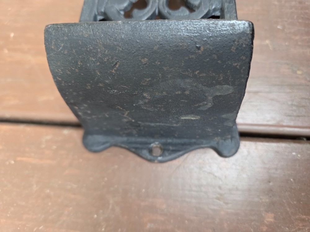 Vintage Cast Iron Match Holder with Lid 7" Wall Mount Black