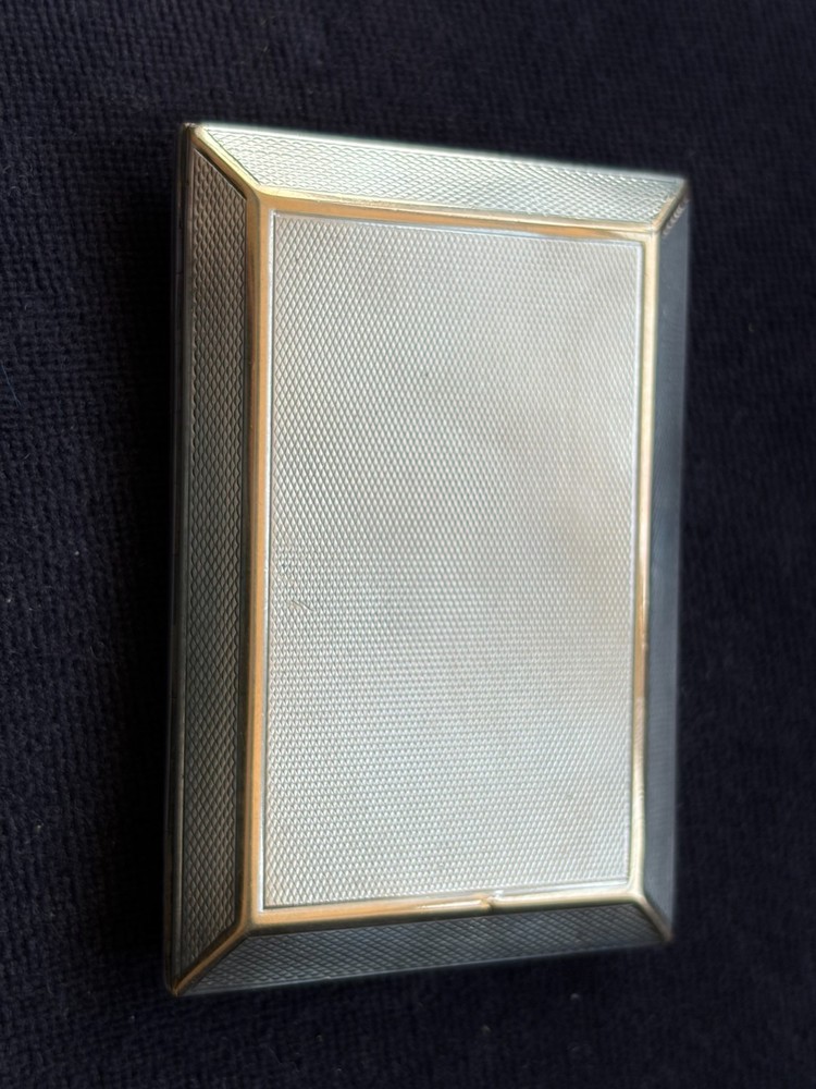 1940s Asprey Engine-turned Sterling & Rose Gold Slide Open Cigarette Case