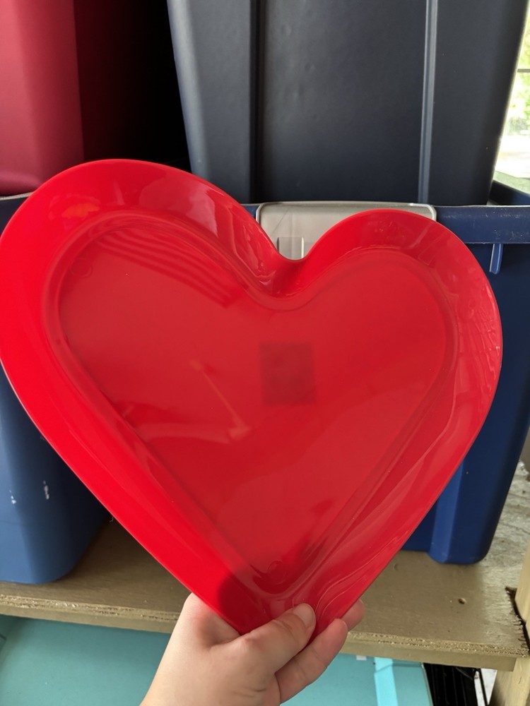 Red Plastic Heart-shaped Serving Plate for Valentine's Day