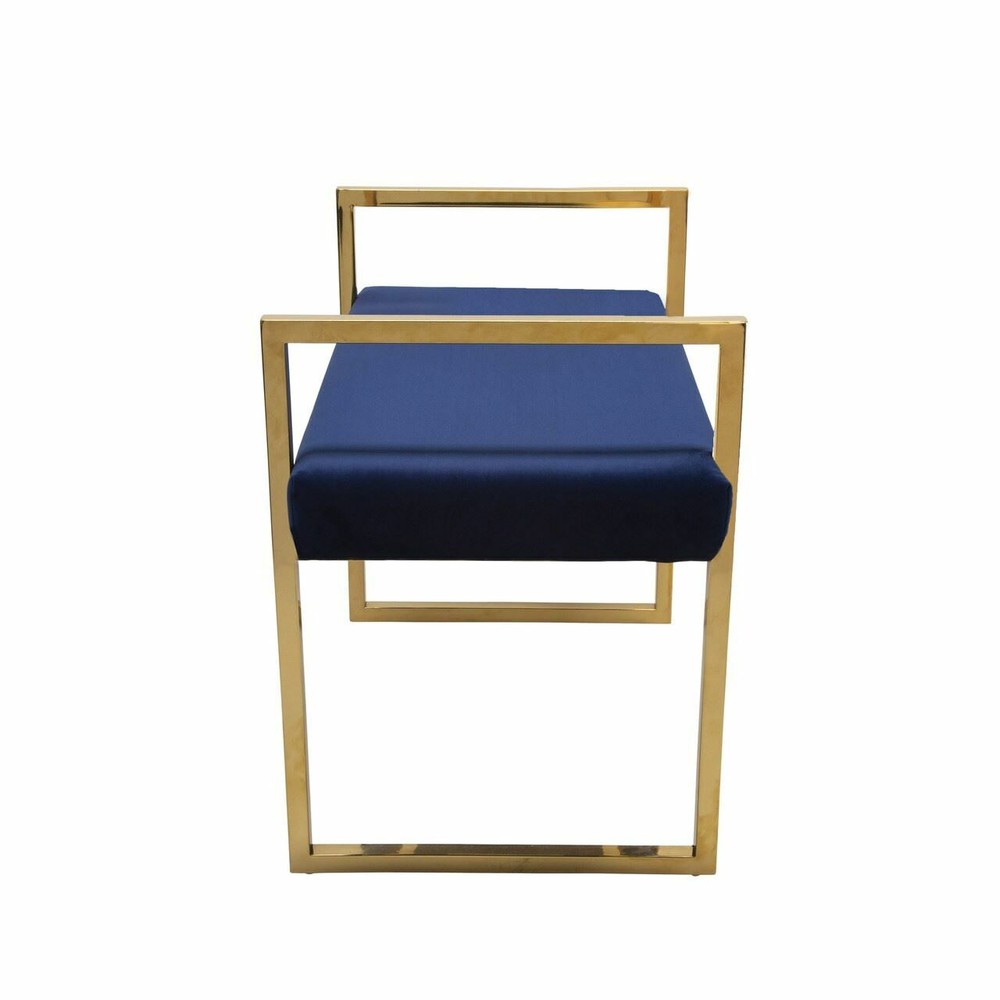 Navy and Gold Velvet Bench