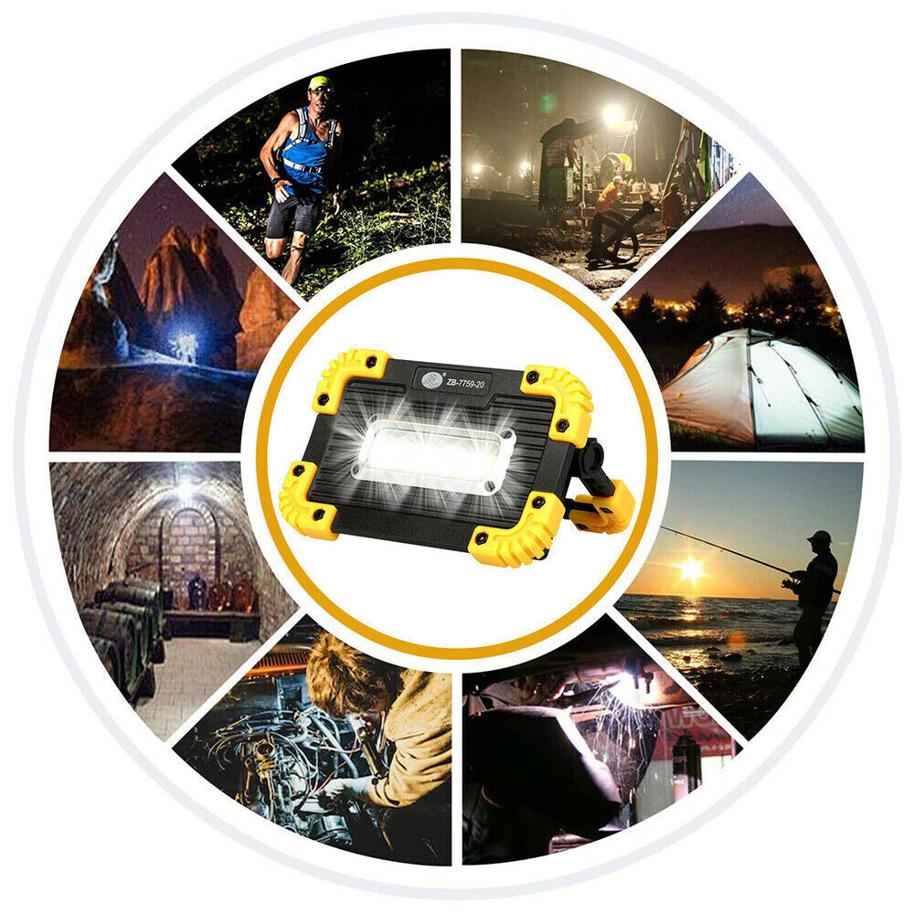 LED+COB Work Light USB Rechargeable Spotlight Floodlight Torch Camping Emergency