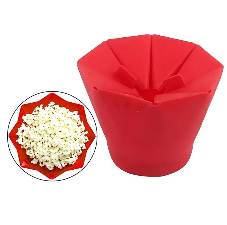 1pc Foldable Silicone Popcorn Bowl Microwaveable DIY Kitchen Tool - NEW