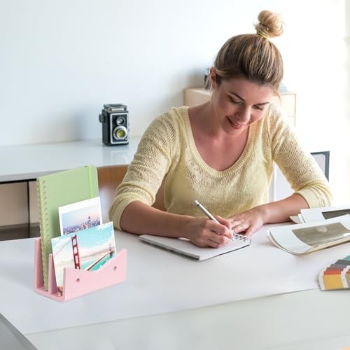 Mail Organizer Envelope Holder - Acrylic Mail Holder 2 Compartments Pink