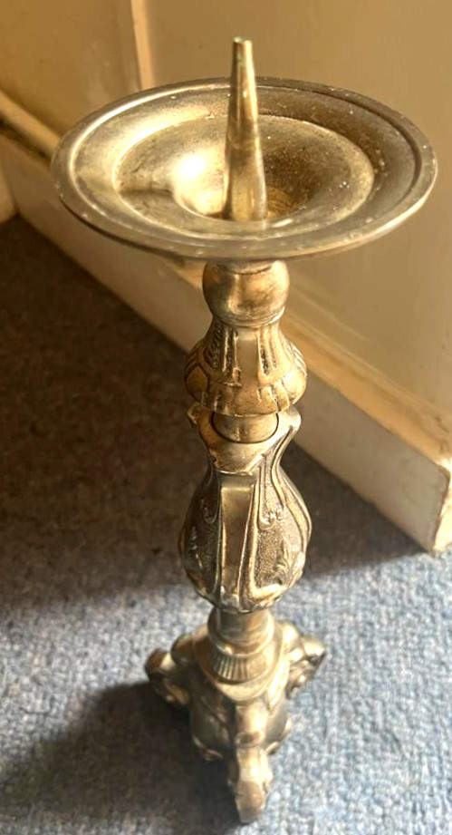 EXTRA ORDINARY LARGE CANDLE HOLDER-VINTAGE -SILVER....