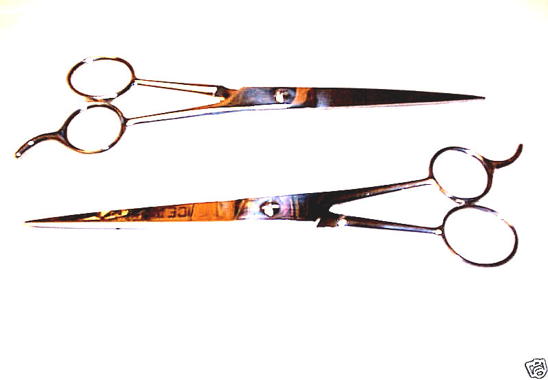 2 ICE TEMPERED 7-1/2" BARBER SCISSORS SHEARS STAINLESS