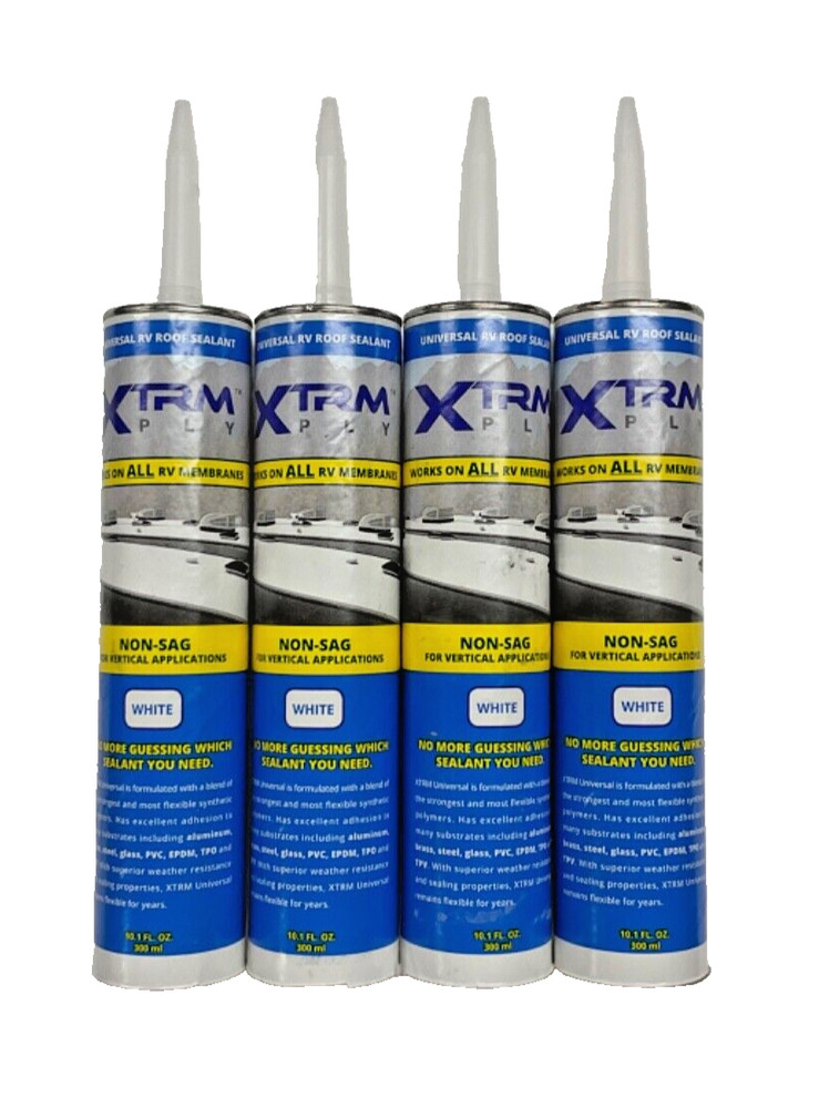 4 Pack. Lasalle XTRM Roof Sealant White Non-Sag Horizontal Application RV