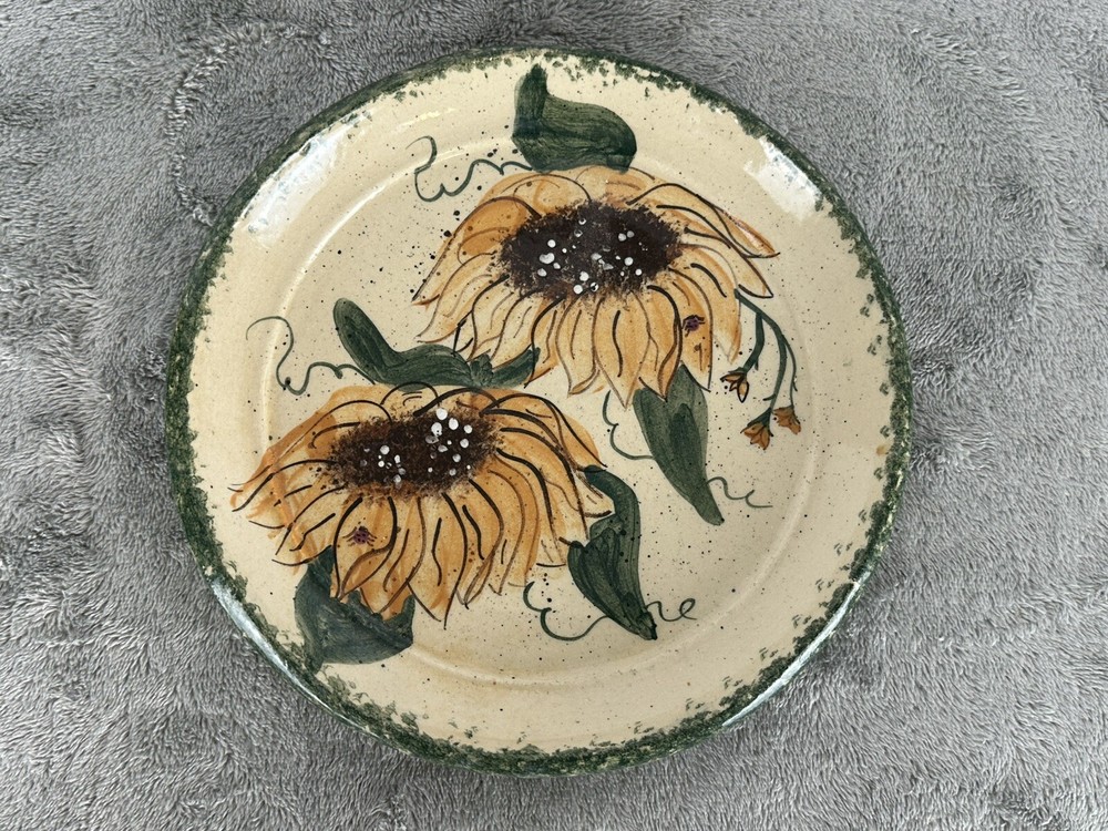 Hand Painted Ceramic Pottery Sunflower Plate