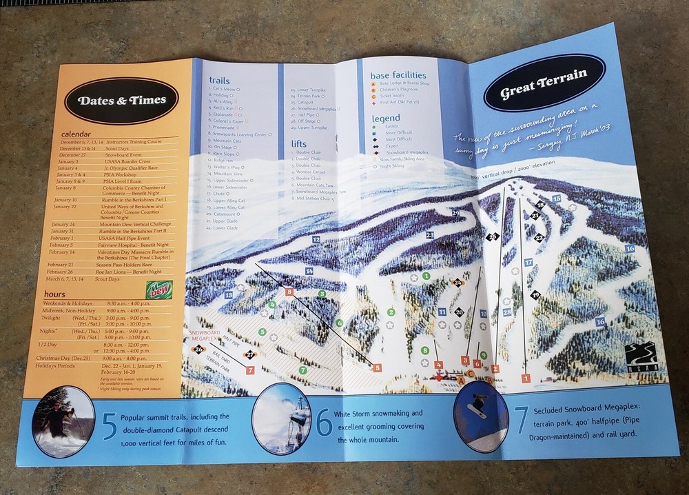 7- CATAMOUNT SKI AREA BROCHURES/TRAIL MAPS UNUSED MINT! SEE DESCRIPTIONS