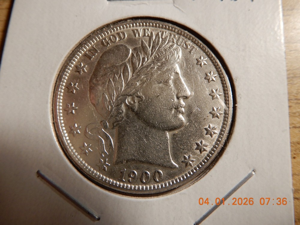 1900 P AU BARBER HALF DOLLAR