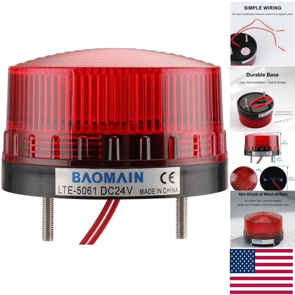 Durable Red Strobe Warning Light with 360-Degree Visibility for Construction Use