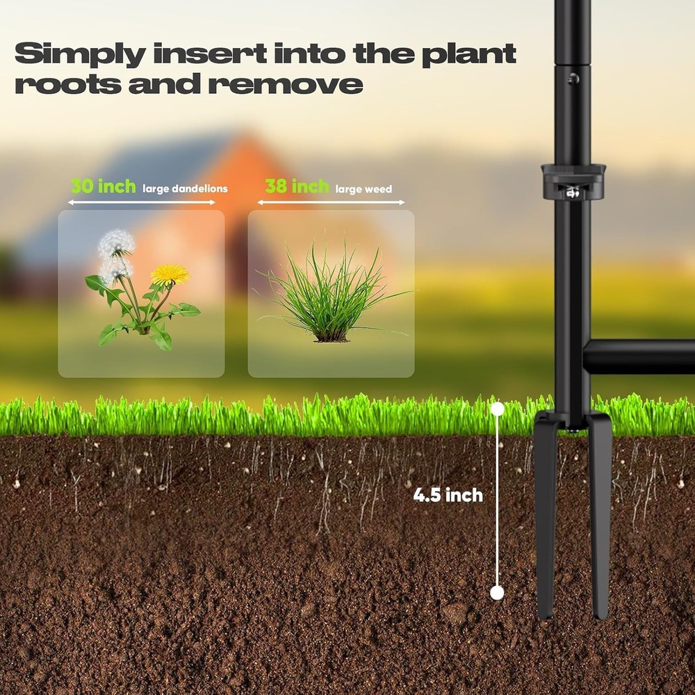 Weed Puller Tool with Long Handle,Effortlessly Remove Roots Without Bending