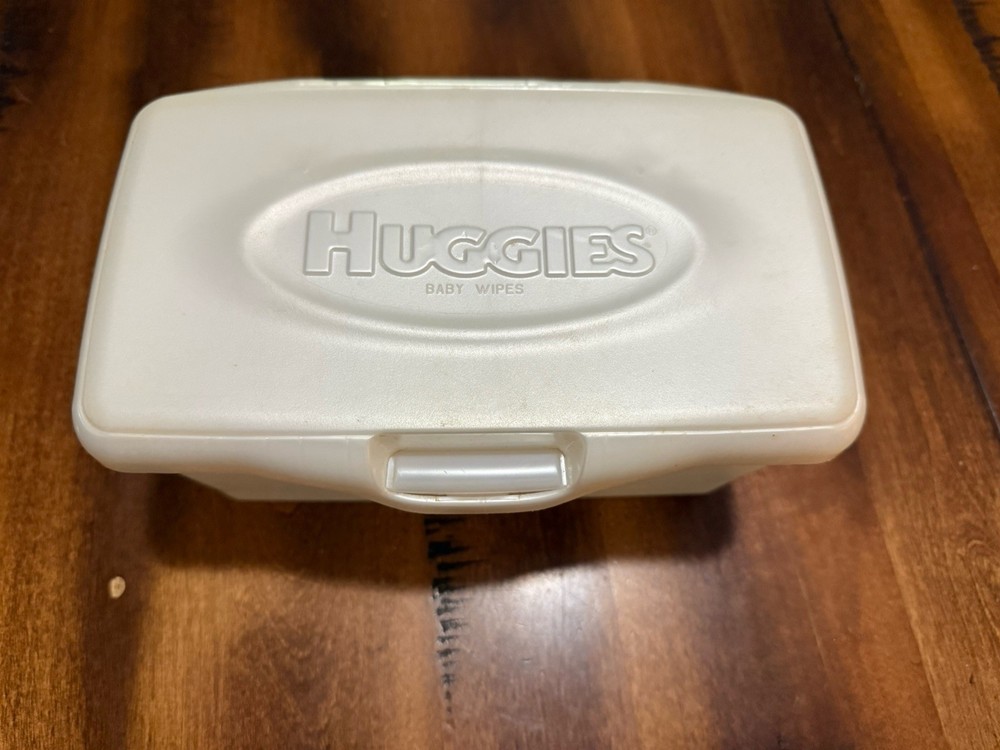 Huggies Baby Wipes Container White Plastic Flip Lid Refillable EMPTY