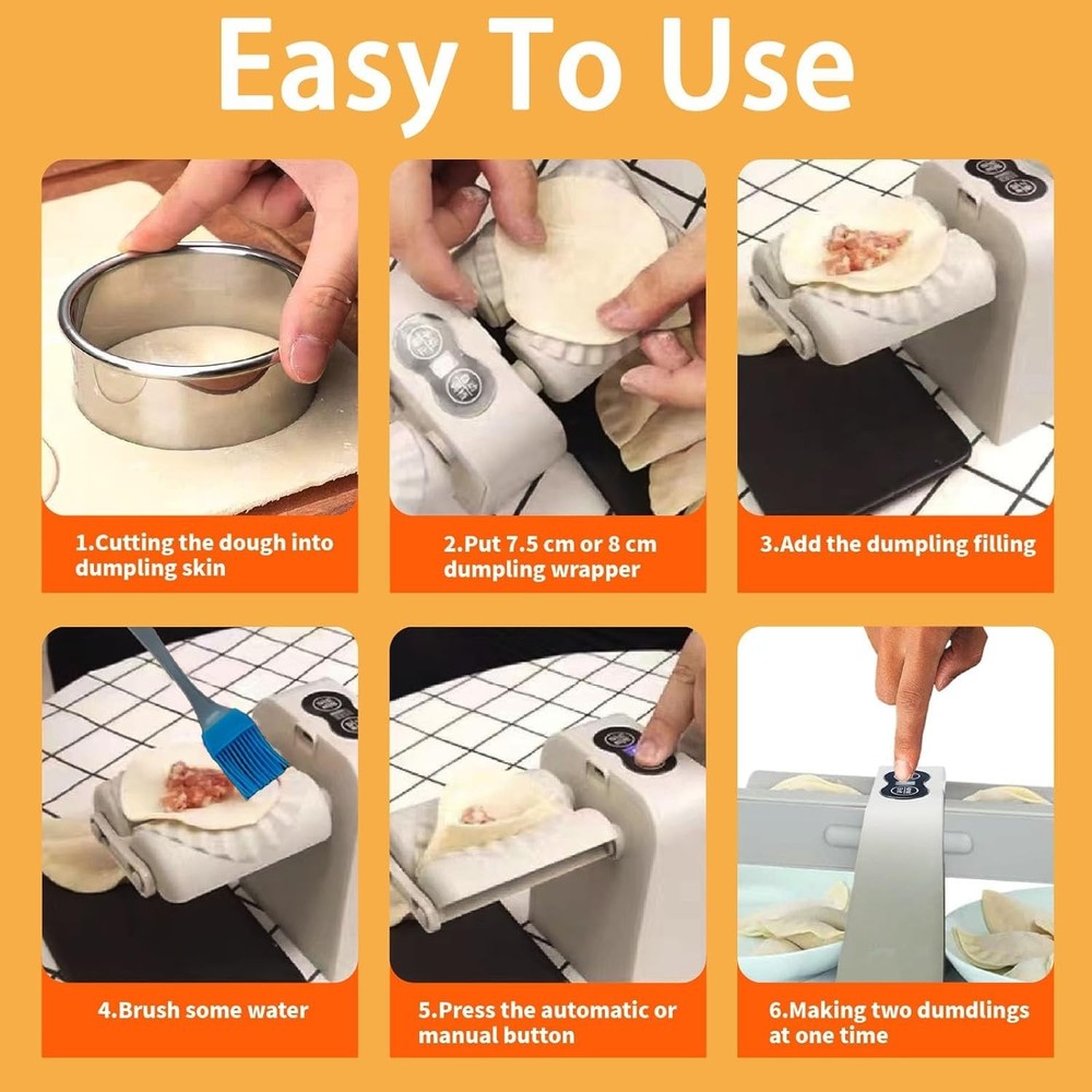 Electric Dumpling Maker Machine Double Head Auto Quick Rechargeable Kitchen Tool