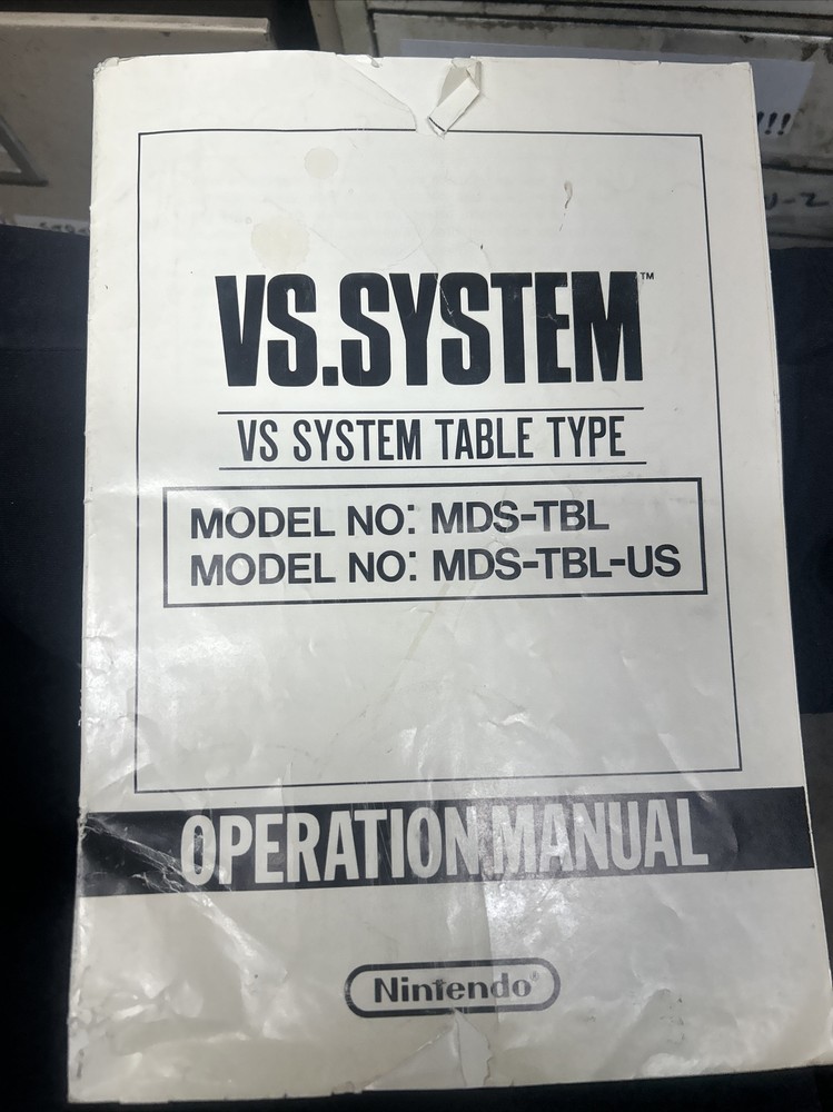 Nintendo VS. SYSTEM MODEL MDS-TBL-US Arcade Video Game Manual - used original