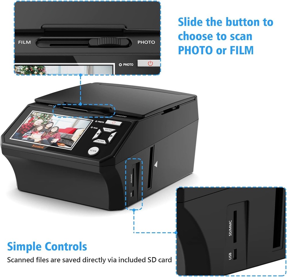 Compact 22MP Photo & Negative Scanner - 5" Screen for Easy Memory Digitization