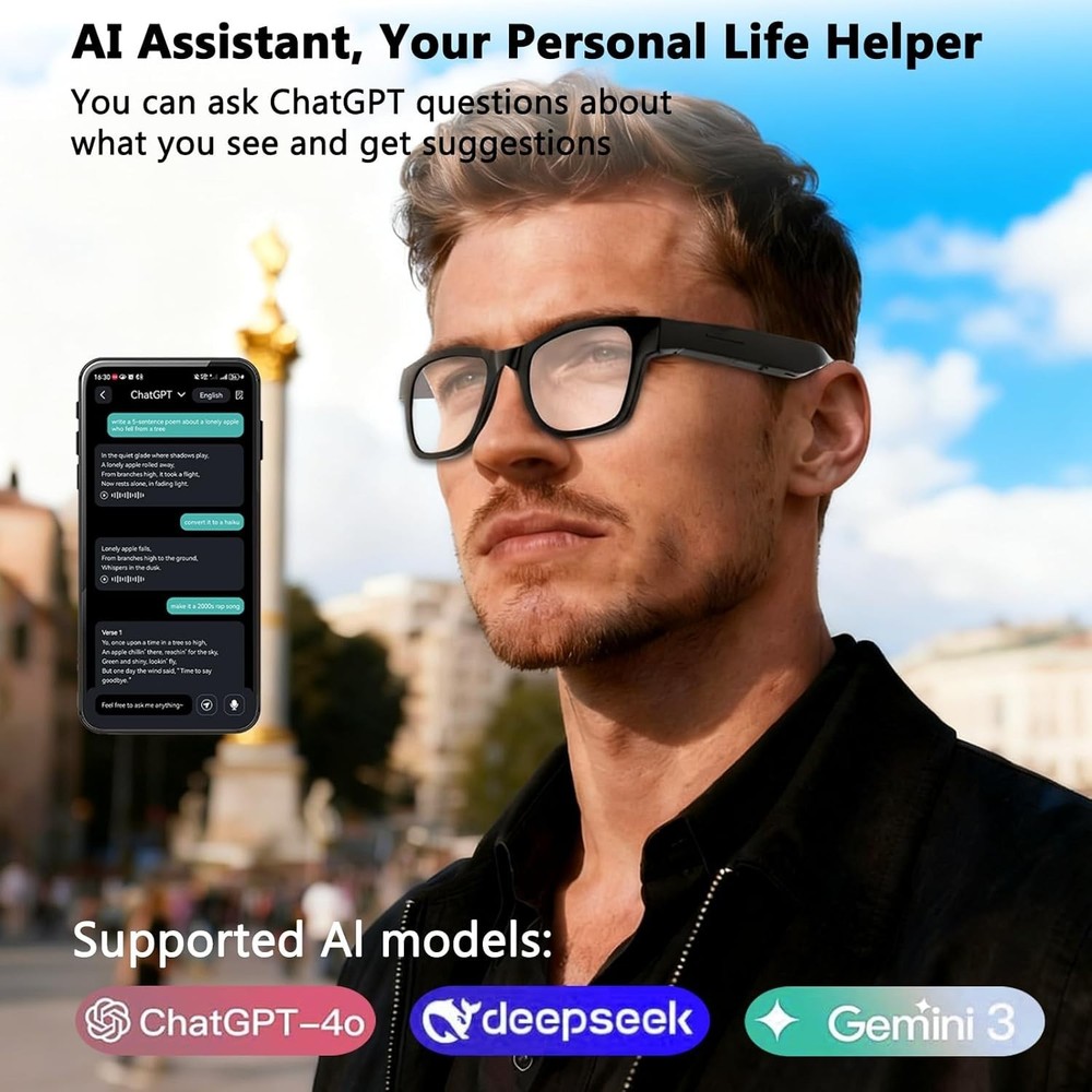 Transformative Smart Glasses - 164 Languages, Music, & AI Chat Technology