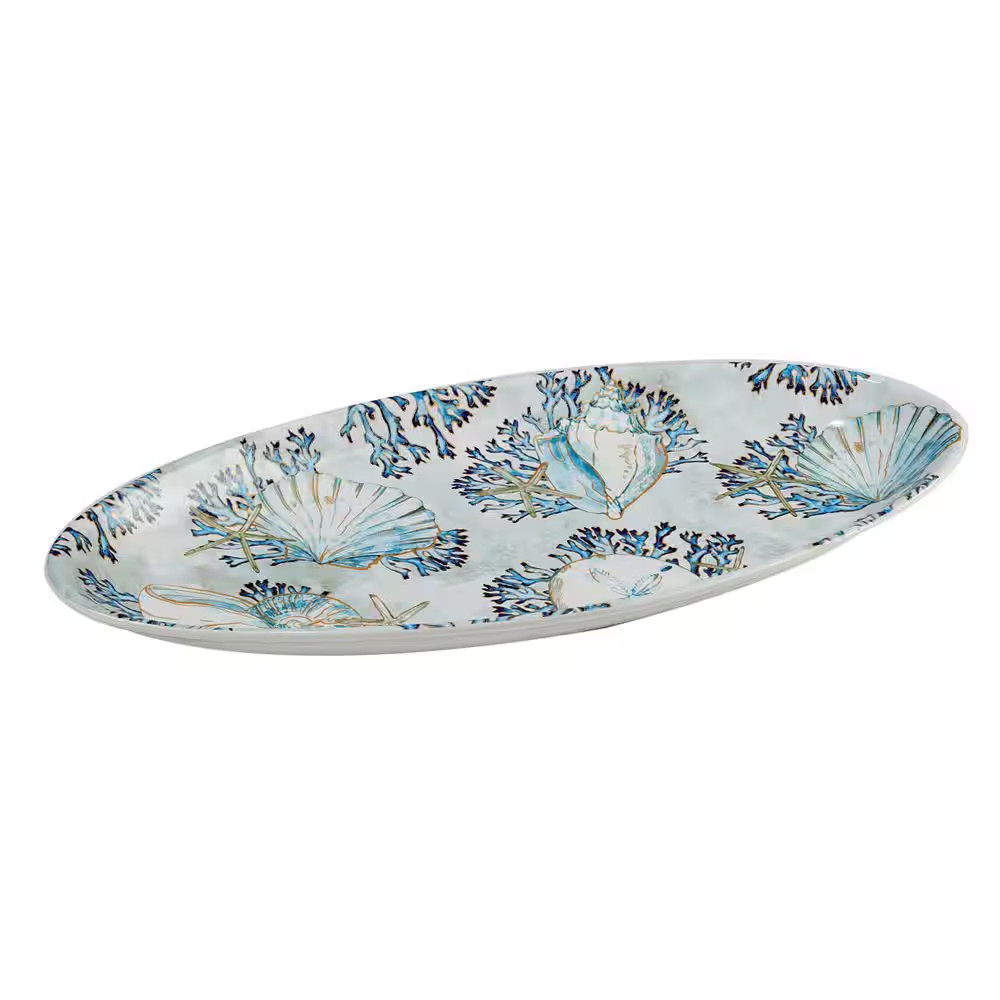 Playa Shells 19.25 In. Multicolored Earthenware Fish Platter
