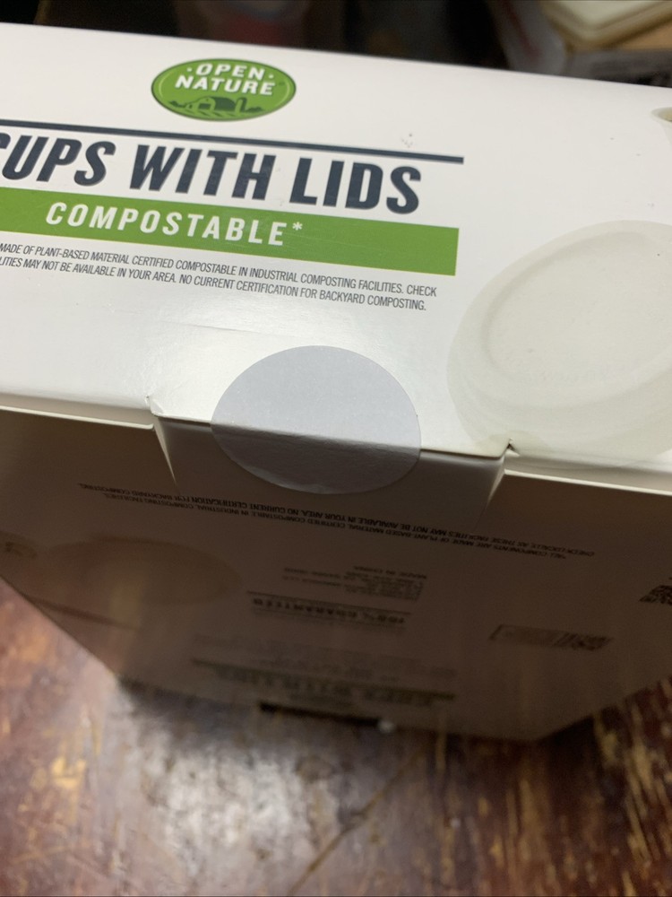 New Sealed Open Nature Cups with Lids Compostable