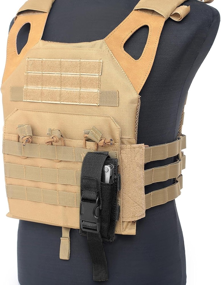 Black Tactical Mini Belt Pouch - Versatile Flashlight Holder & Utility Case