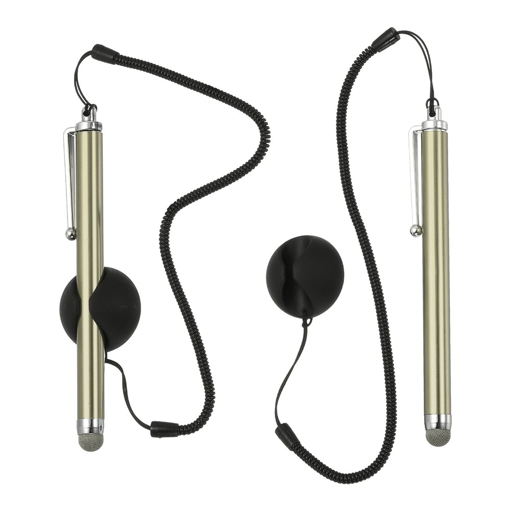 2 Pcs Screen Capacitive Pen with Spring Rope Fixing Dock Orange