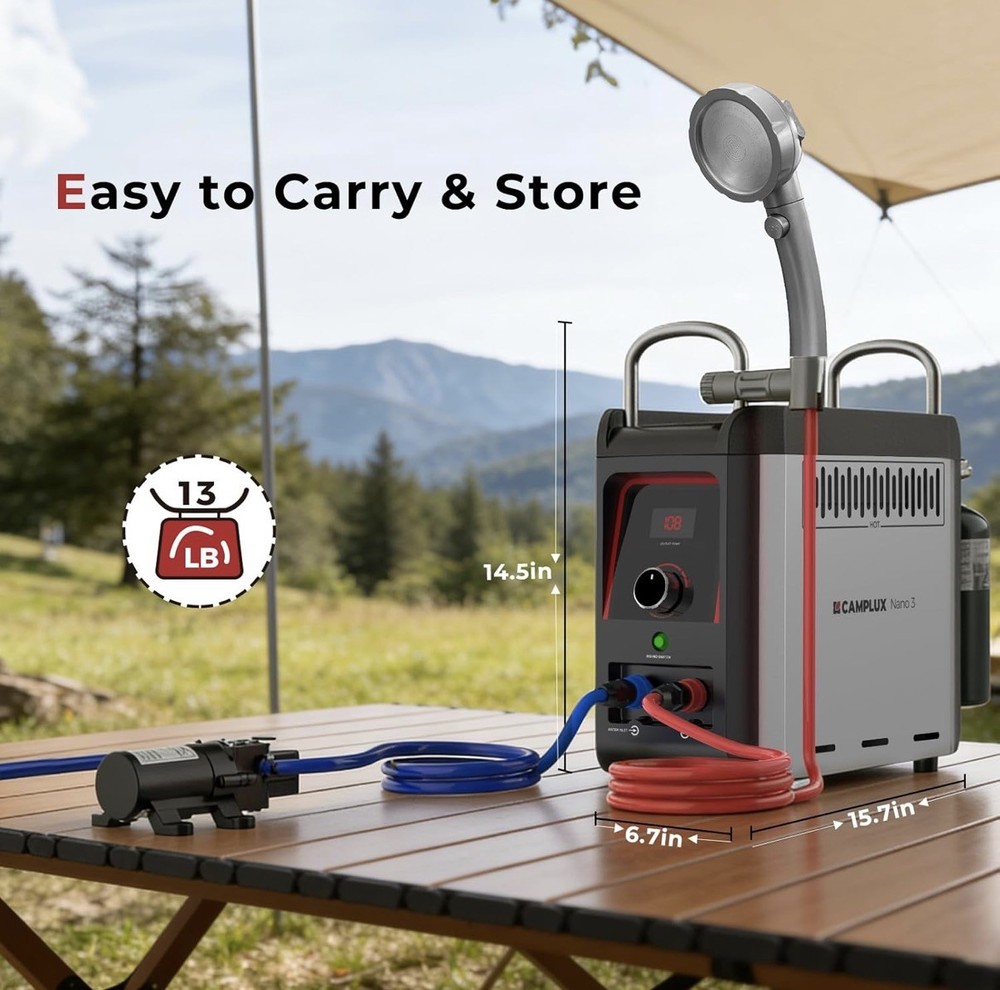 Camplux Propane Shower Heater Portable, Instant Hot Water Pump Kit for Camping