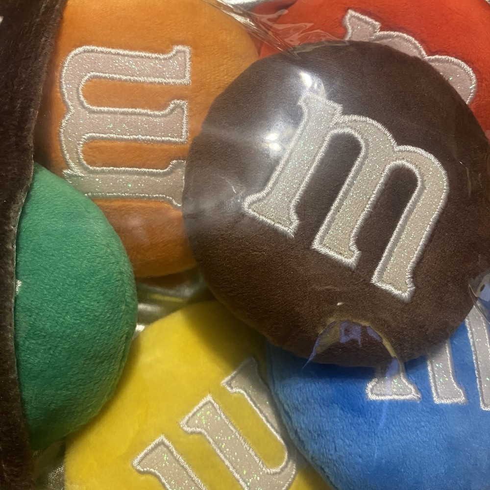 M&Ms Plush Stuffed Pillow Candy BAG Wrapper Six Small Color Set Inside