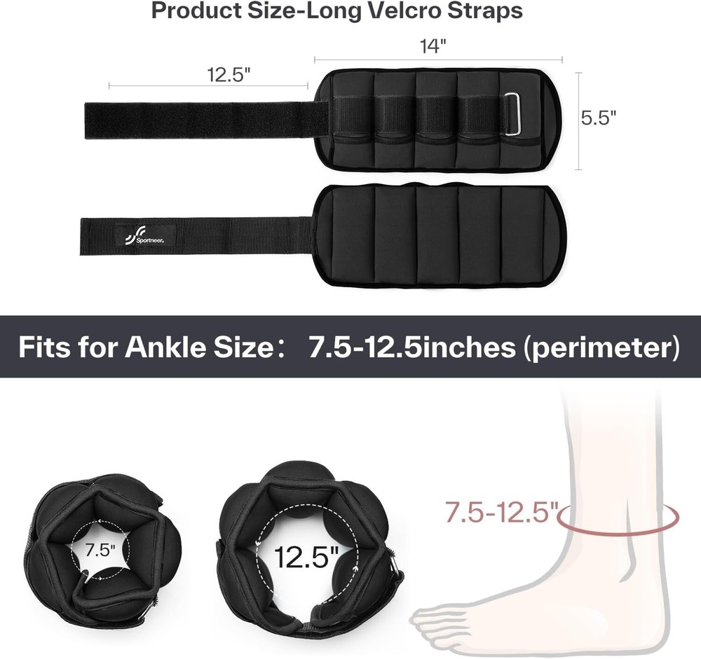 Comfort Fit Adjustable Ankle Weights 1-10 lbs for Enhanced Training Flexibility