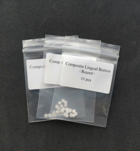 10Pcs/Pack Dental Orthodontic Ceramic Lingual Button Bondable Round Base Clear