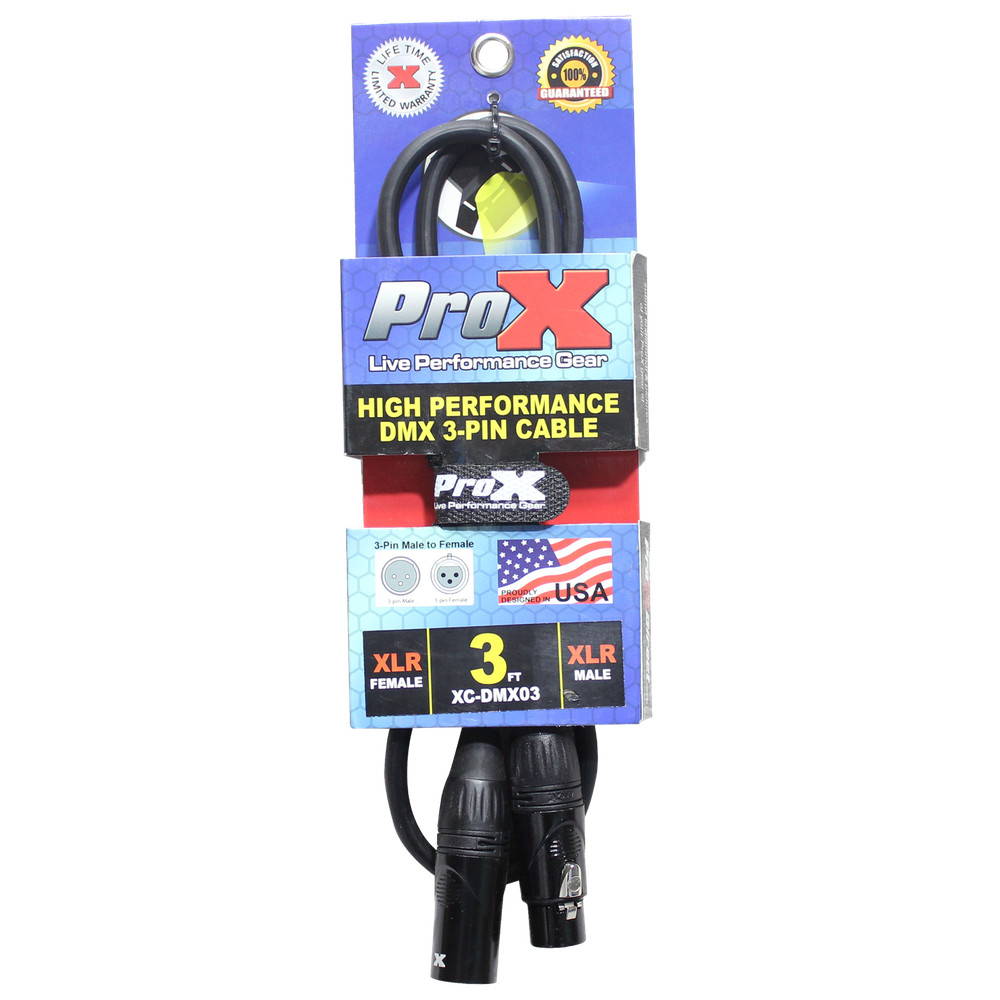 10 ProX 3 Pin 3 ft DMX High Performance Lighting Cable - Data Cable