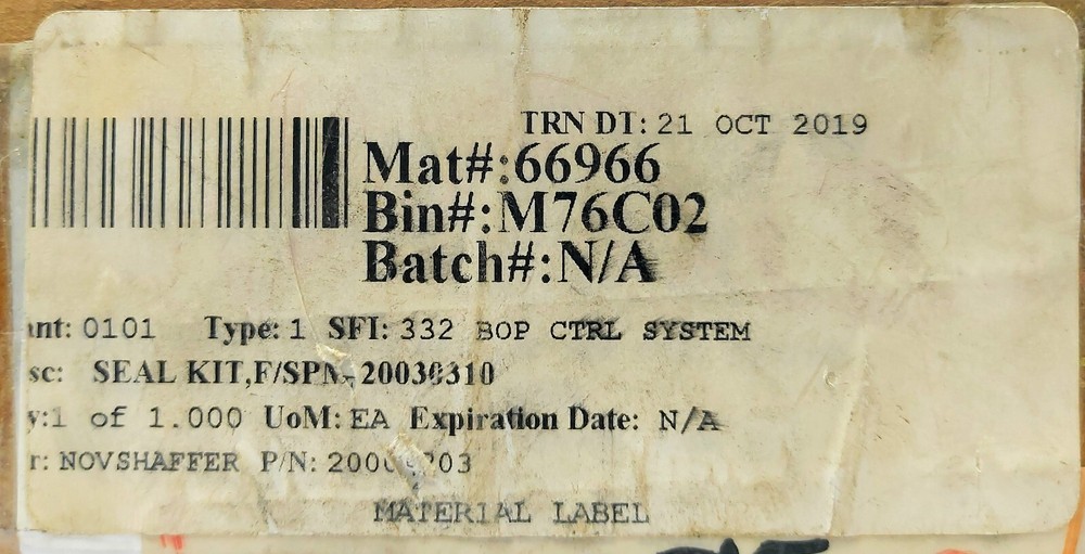CTRL System 18100-101C O-Ring 20001203