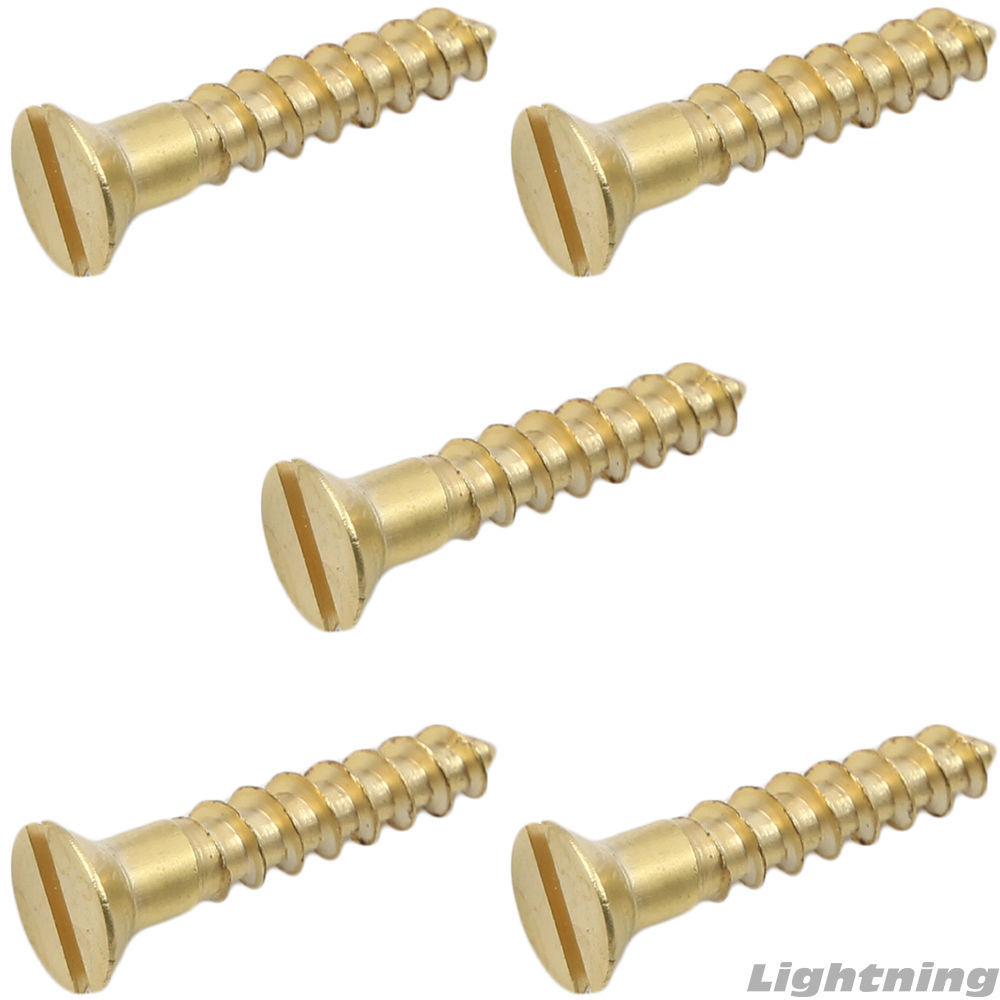 #5 x 3/4" Solid Brass Flat Head Slotted Wood Screw Qty 100