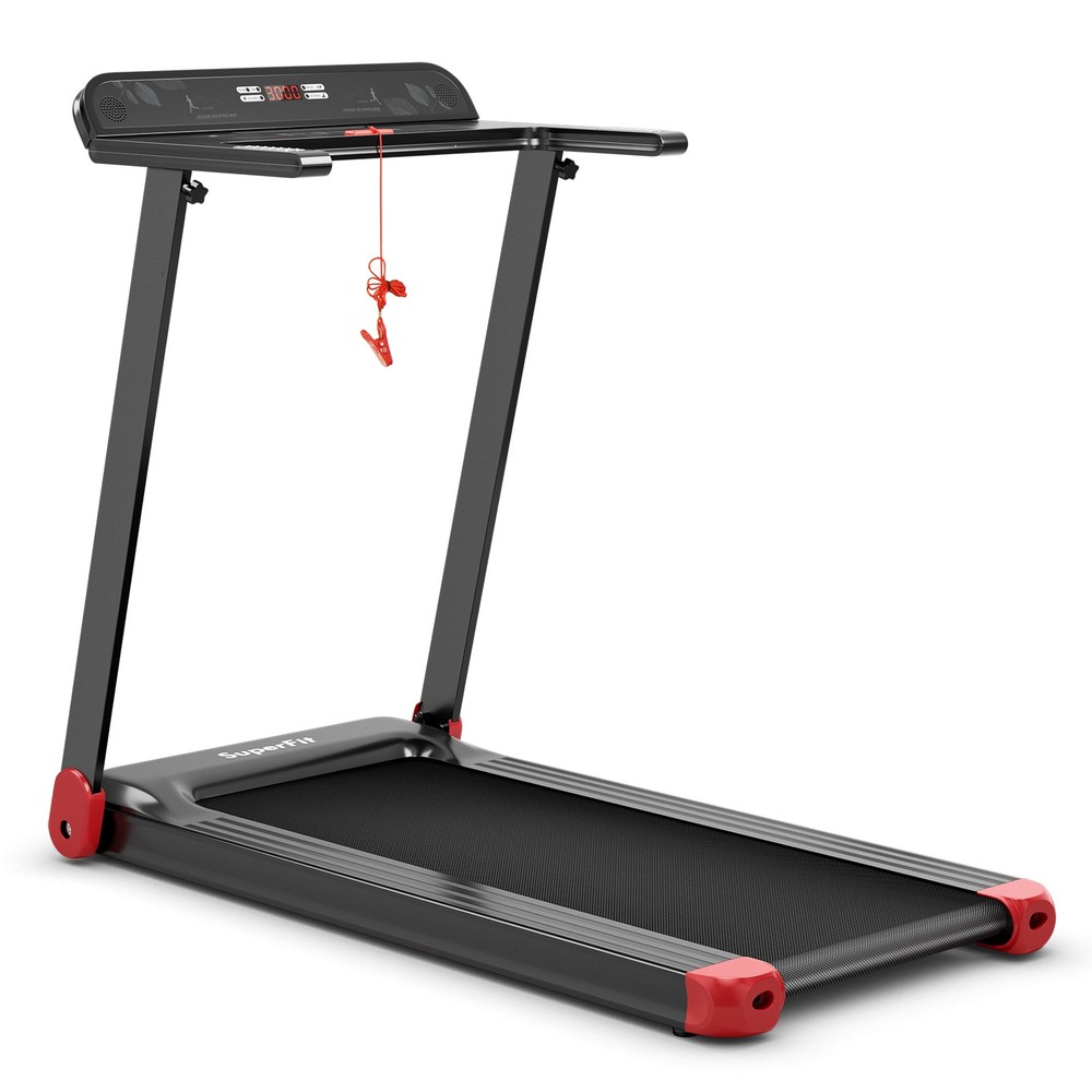 Electric Folding Treadmill Compact Walking Running Machine w/APP Control Speaker